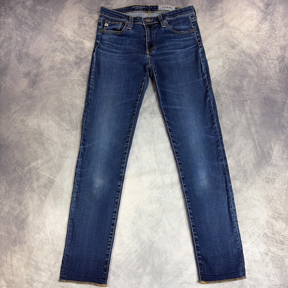 AG Adriano Goldschmied Prima Roll-Up Jeans Womens 27R Blue Cigarette Mid Rise